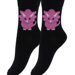 Fuzzies Strømper - 2-Pak - Sort m. Dino